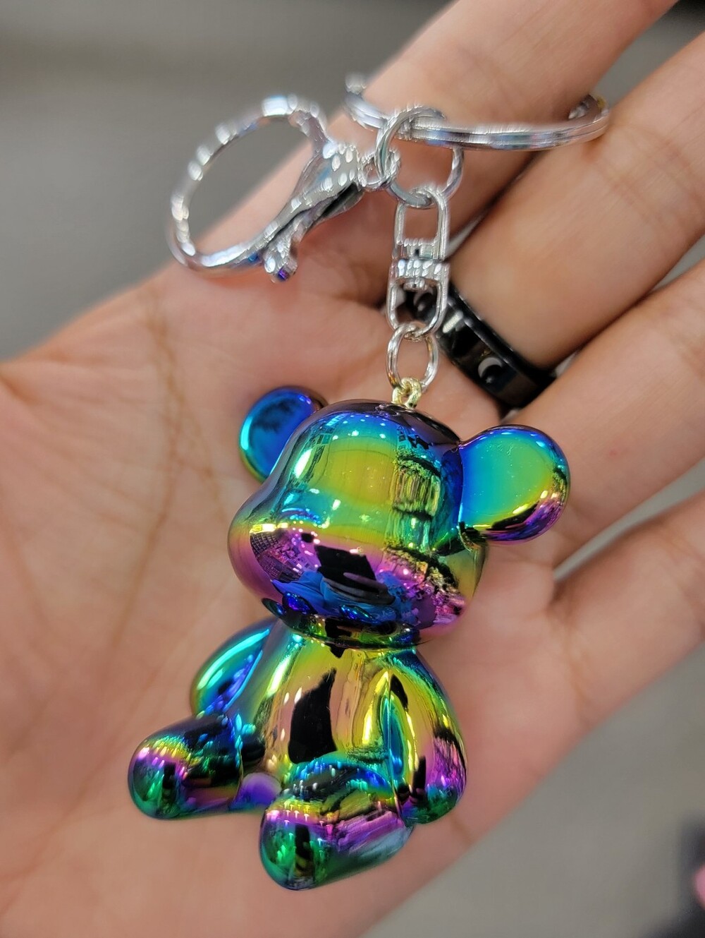 Iridescent Rainbow Bear Keychain - Women Accessories